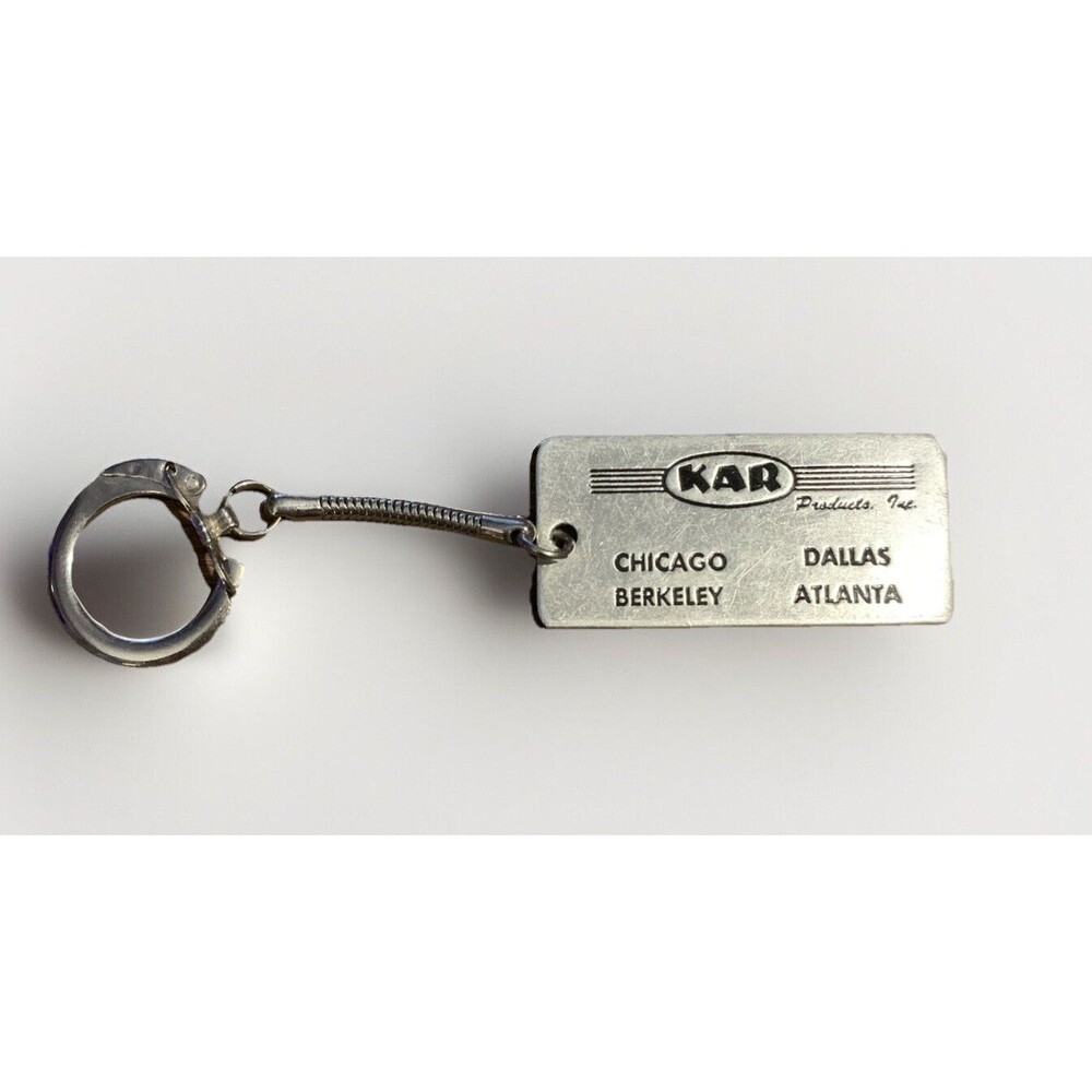 Vtg KAR Products Inc - Keychain Advertisement - Chicago, Dallas, Berkeley, ATL